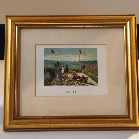 Vtg Claude Monet The Boat at Giverny Terrace at St Adresse Art Print Framed SET - Picture 5 of 9